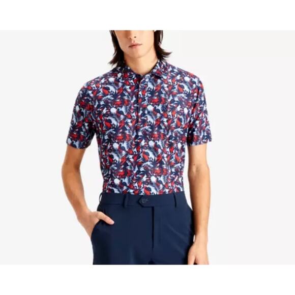 G/FORE Twilight Palm Fronds Print Technical Pique Golf Shirt L - Picture 1 of 14